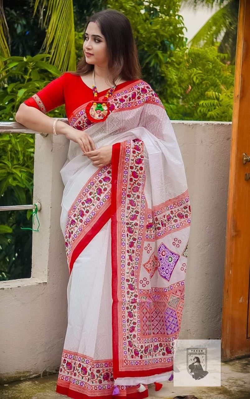 Half Silk Sharee with Blouse Piece
